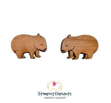 STOMPING ELEPHANTS WILLY WOMBAT EARRINGS (LARGE STUD)