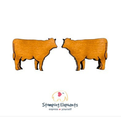 STOMPING ELEPHANTS NATURAL COW EARRINGS (X-LARGE STUD)