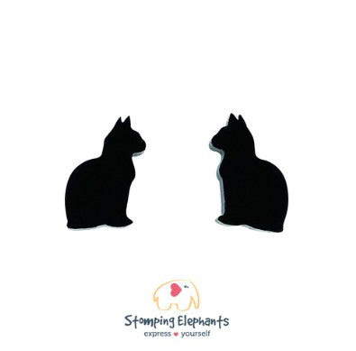 STOMPING ELEPHANTS BLACK CAT BODY EARRINGS (XL STUD)