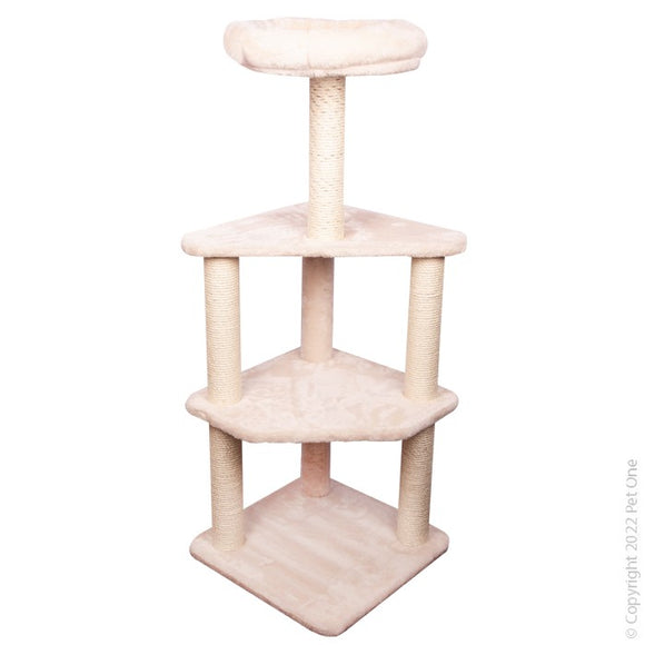 PET ONE SCRATCHING TREE TOWER W/BED 45 X 45 X 116CM CREAM