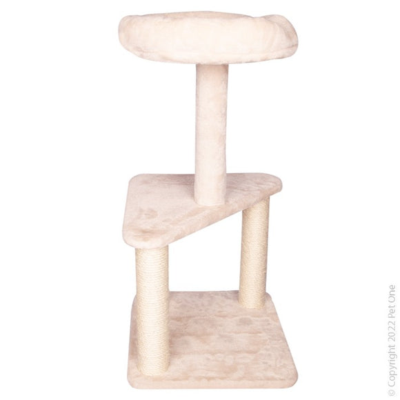 PET ONE SCRATCHING TREE TOWER W/BED 40 X 40 X 80CM CREAM