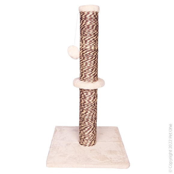 PET ONE SCRATCHING TREE POST WITH BALL 35 X 35 X 67CM CREAM