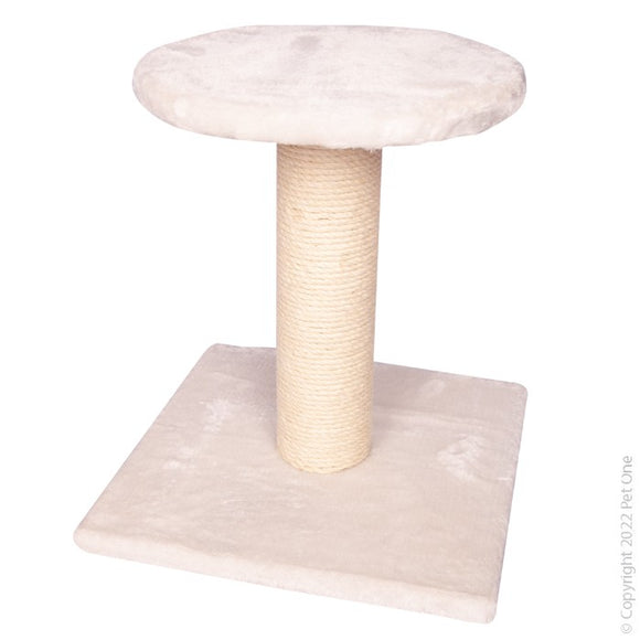 PET ONE SCRATCHING TREE POST WITH PLATFORM 35 X 35 X 39CM WHITE