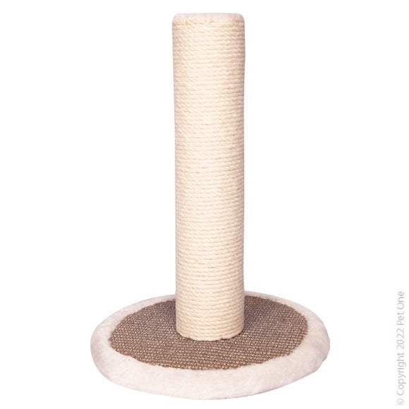 PET ONE SCRATCHING TREE POST AND BASE 30 X 42CM WHITE GREY