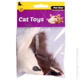 PET ONE CAT TOY MOUSE 2PK 5CM BROWN WHITE