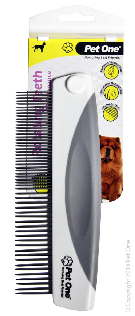 PET ONE GROOMING COMB WITH ROTATING TEETH FINE 55PINS