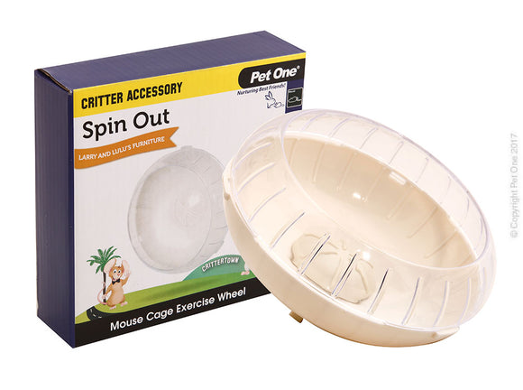 PET ONE CRITTER SPIN OUT EXERCISE WHEEL WHITE
