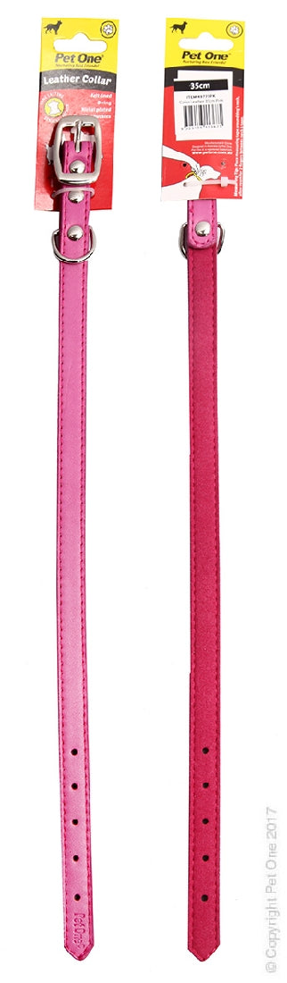 PET ONE COLLAR LEATHER 40CM PINK
