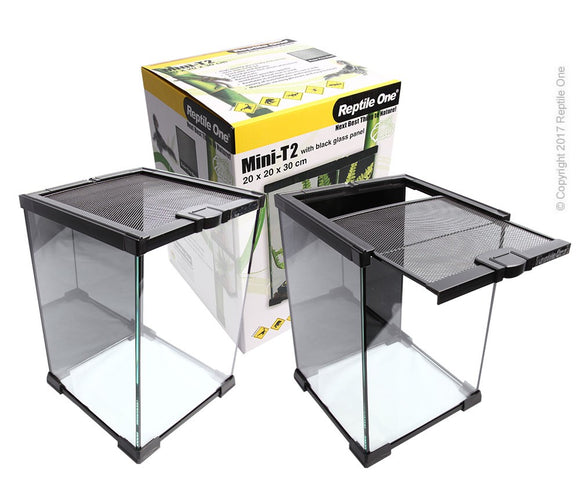 REPTILE ONE MINI T2 GLASS TANK WITH WIRE MESH LID 20 X 20 X 30CM