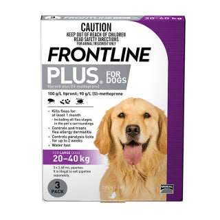 FRONTLINE PLUS DOG 20-40KG PPLE 3PK