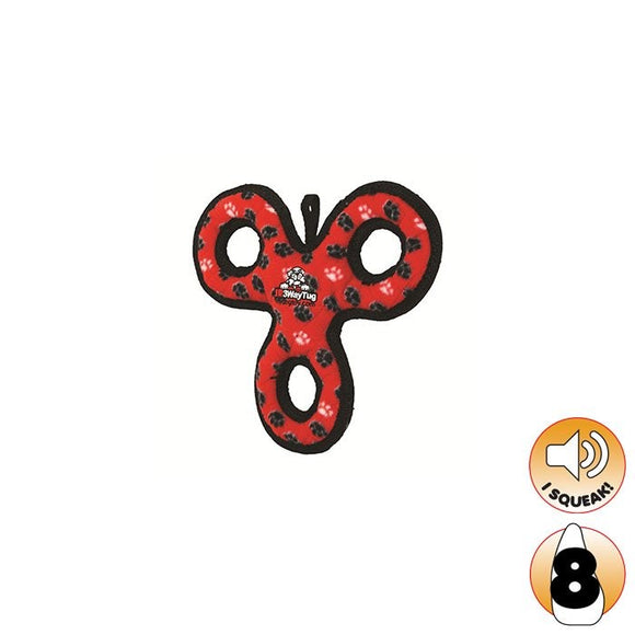 TUFFY JUNIOR 3 WAY TUG RED PAWS 27 X 27 X 4CM