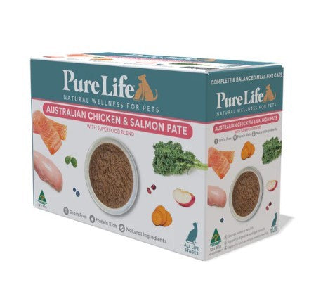 PURE LIFE AUSTRALIAN CHICKEN AND SALMON PATE CAT 80G 12 PACK
