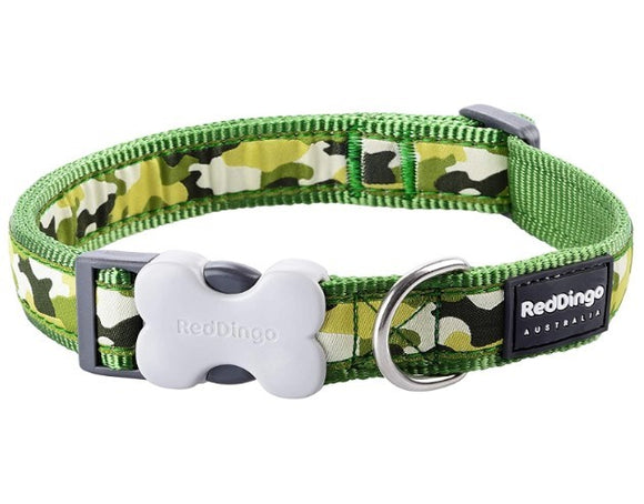 RED DINGO DOG COLLAR CAMOUFLAGE GREEN 12MM