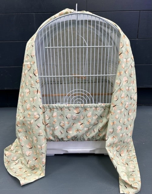 COTTON PRINT CAGE GARTER AND COVER SMALL MATCHING SET ASSORTED