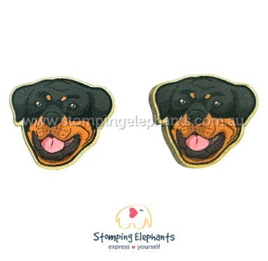 STOMPING ELEPHANTS ROTTWEILER HEAD EARRINGS (LARGE STUD)