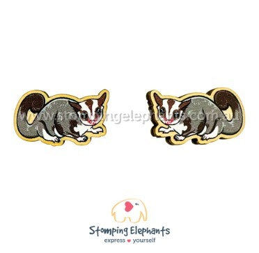 STOMPING ELEPHANTS SUGAR GLIDER EARRINGS (X-LARGE STUD)