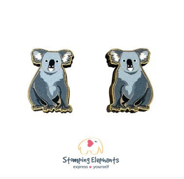 STOMPING ELEPHANTS NATIVE KOALA EARRINGS (XX-LARGE STUD)