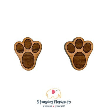 STOMPING ELEPHANTS BUNNY PAW EARRINGS (LARGE STUD)