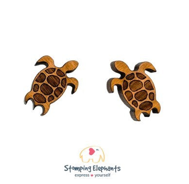 STOMPING ELEPHANTS TERRY TURTLE EARRINGS (LARGE STUD)