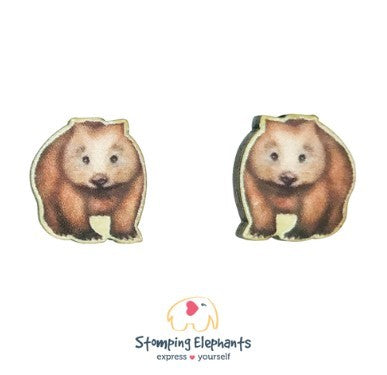 STOMPING ELEPHANTS WOMBAT EARRINGS (LARGE STUD)