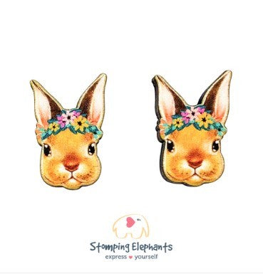 STOMPING ELEPHANTS FOR FLEUR RABBIT EARRINGS (XX-LARGE STUD)