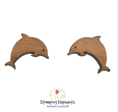STOMPING ELEPHANTS NATURAL DOLPHINS EARRINGS (LARGE STUD)