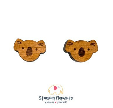 STOMPING ELEPHANTS NATURAL KOALA FACE EARRINGS (MEDIUM STUD)