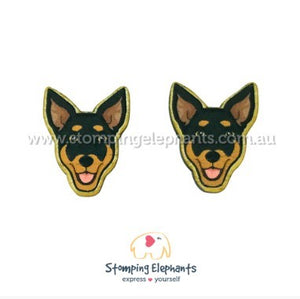 STOMPING ELEPHANTS BLACK KELPIE HEAD EARRINGS (XXL STUD)