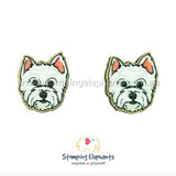 STOMPING ELEPHANTS WESTIE HEAD EARRINGS (LARGE STUD)