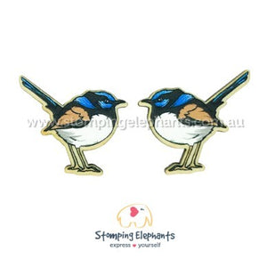 STOMPING ELEPHANTS BLUE WREN EARRINGS (XXXL STUD)