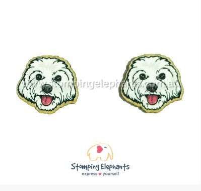 STOMPING ELEPHANTS SHIH TZU EARRINGS (MEDIUM STUD)