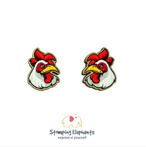 STOMPING ELEPHANTS ROOSTER EARRINGS (LARGE STUD)