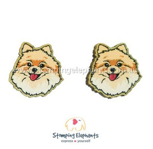 STOMPING ELEPHANTS POMERANIAN HEAD EARRINGS (LARGE STUD)