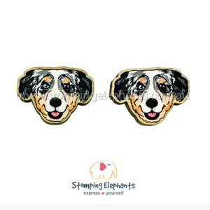 STOMPING ELEPHANTS AUSTRALIAN SHEPHERD EARRINGS (XL STUD)