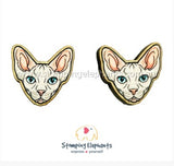 STOMPING ELEPHANTS SPHYNX CAT EARRINGS (LARGE STUD)