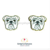 STOMPING ELEPHANTS WHITE ENGLISH BULLDOG EARRINGS (LARGE STUD)