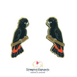 STOMPING ELEPHANTS NATIVE BLACK COCKATOO EARRINGS (XXXXL STUD)