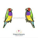 STOMPING ELEPHANTS GOULDIAN FINCH EARRINGS (XXXXL STUD)