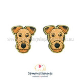 STOMPING ELEPHANTS AIREDALE TERRIER EARRINGS (LARGE STUD)