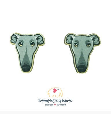 STOMPING ELEPHANTS GREYHOUND HEAD EARRINGS (X-LARGE STUD)