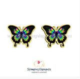 STOMPING ELEPHANTS BUTTERFLY RAINBOW EARRINGS (XL STUD)