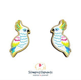 STOMPING ELEPHANTS WALLY WHITE COCKATOO EARRINGS (XXXL STUD)