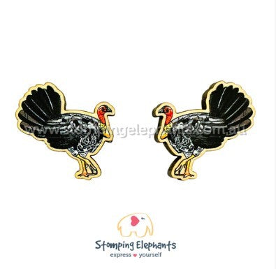 STOMPING ELEPHANTS BUSH TURKEY EARRINGS (XXL STUD)