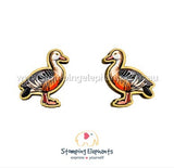 STOMPING ELEPHANTS PLUMED WHISTLING DUCK EARRINGS (LARGE STUD)