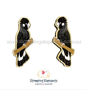 STOMPING ELEPHANTS CARNABYS BLACK COCKATOO EARRINGS (4XL STUD)