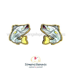 STOMPING ELEPHANTS BARRAMUNDI EARRINGS (MEDIUM STUD)