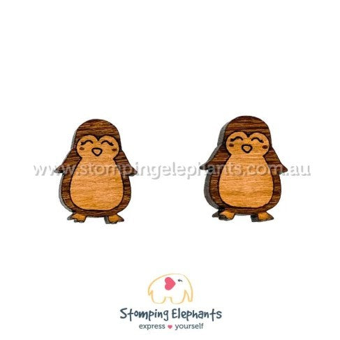 STOMPING ELEPHANTS PINGU PENGUIN EARRINGS (MEDIUM STUD)