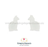 STOMPING ELEPHANTS WHITE CATS EARRINGS (XLARGE STUD)