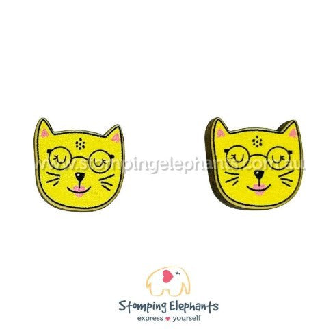 STOMPING ELEPHANTS FUNKY CAT EARRINGS (MEDIUM STUD)