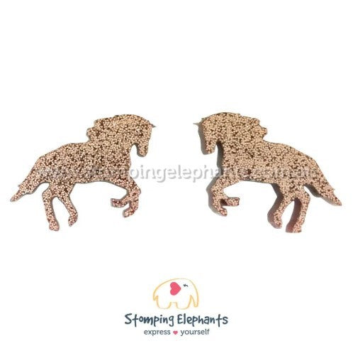 STOMPING ELEPHANTS BRONZE PRANCING HORSE EARRINGS (XXXL STUD)